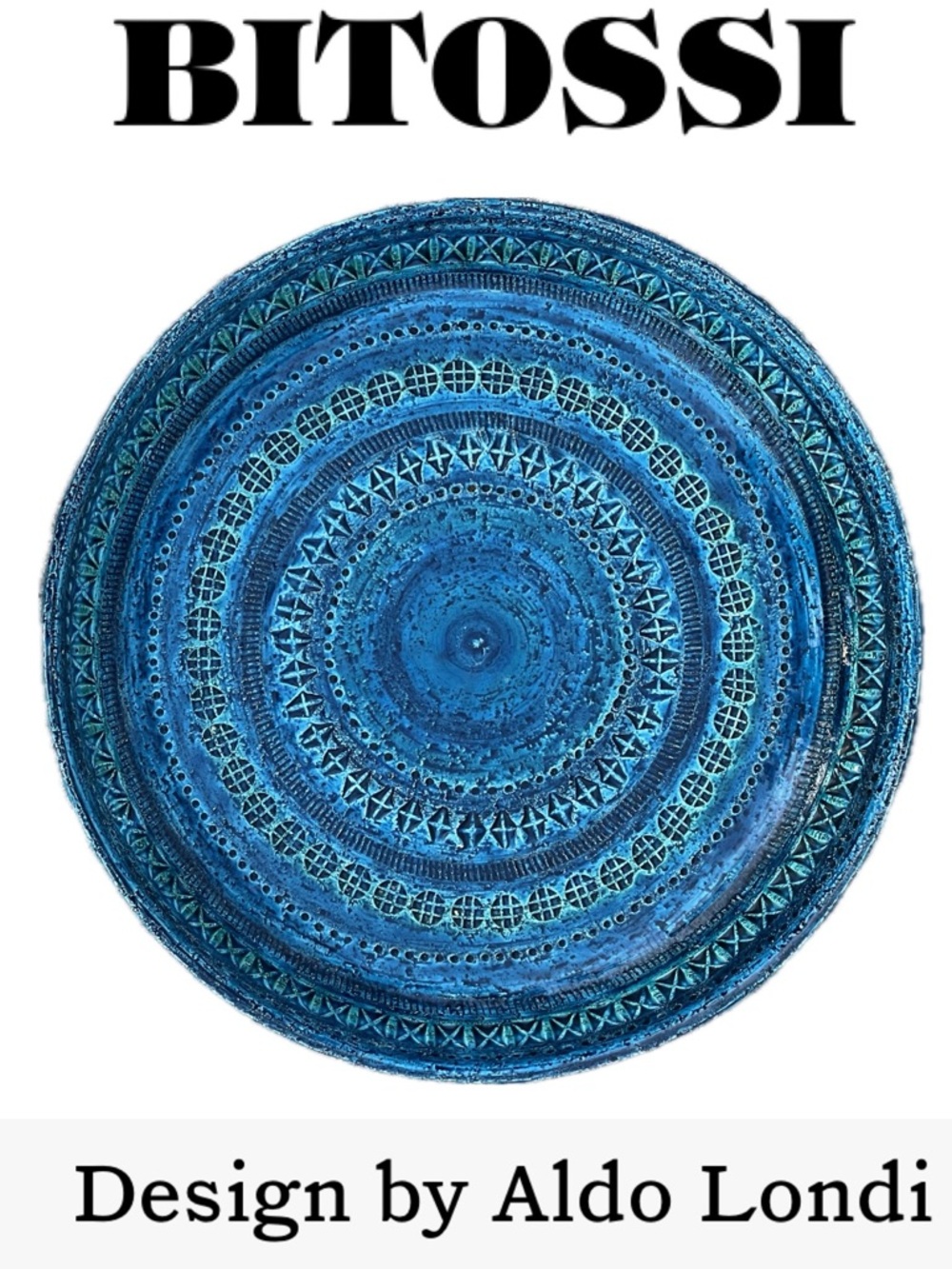 🫐Rare Rimini Blu Aldo Londi for Bitossi 13" Centerpiece Bowl Italy MCM Vintage
